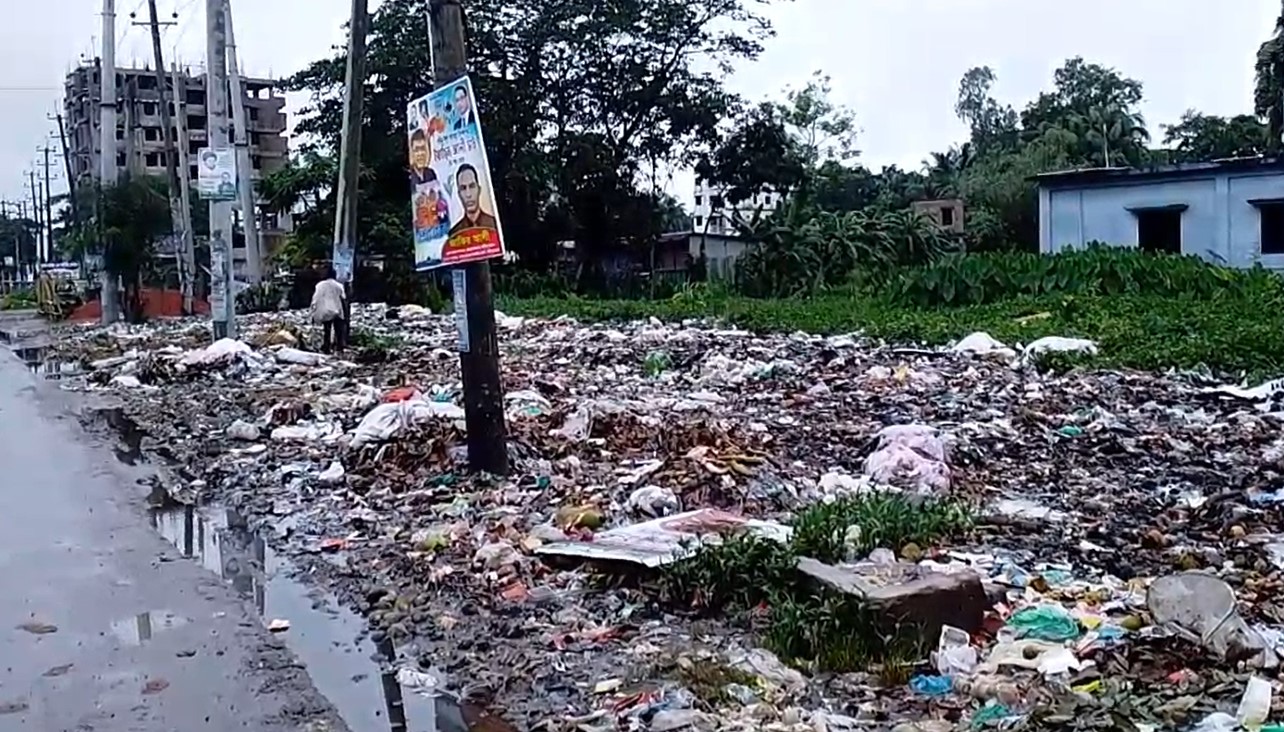 সড়কের পাশে ময়লার স্তুপ, স্বাস্থ্য ঝুকি..